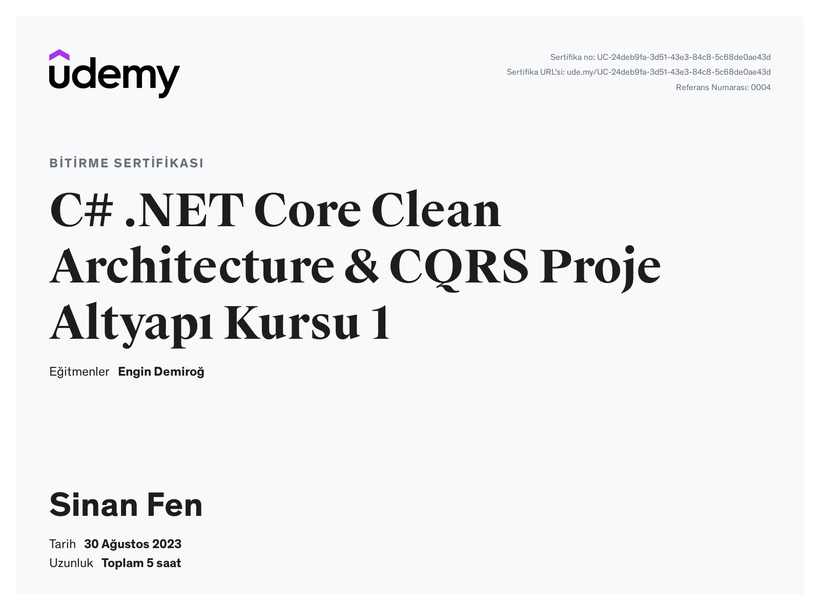 C# .NET Core Clean Architecture & CQRS Proje Altyapı Kursu 1